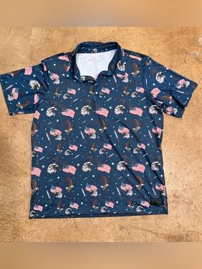 Grunt Style TAC Eagle Polo XL Navy Blue Performance Stretch Patriotic Defend